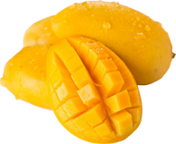 Cutout of Fresh Mangoes with Waterdrops